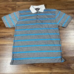 NonStop Blue Stripe Short Sleeve Polo Top Shirt Cotton Men's Size Large